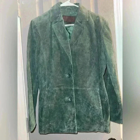Women’s Sienna 100% Leather Blazer with lining  in green size 8 EUC - Picture 1 of 9